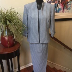 Blue Pinstriped 3 Piece Pantsuit